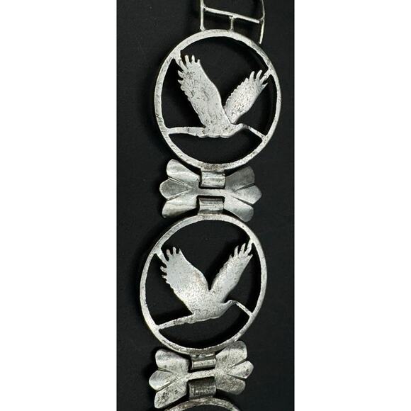 Vintage Enamel Crest Bracelet / Vintage New Orleans Estate  Vintage Cut-out US Quarters Bracelet